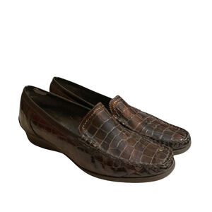 Jenny by Ara Loafer Women Shoes SZ 7/UK4.5M Phoebe Brown Croc Patent Leather